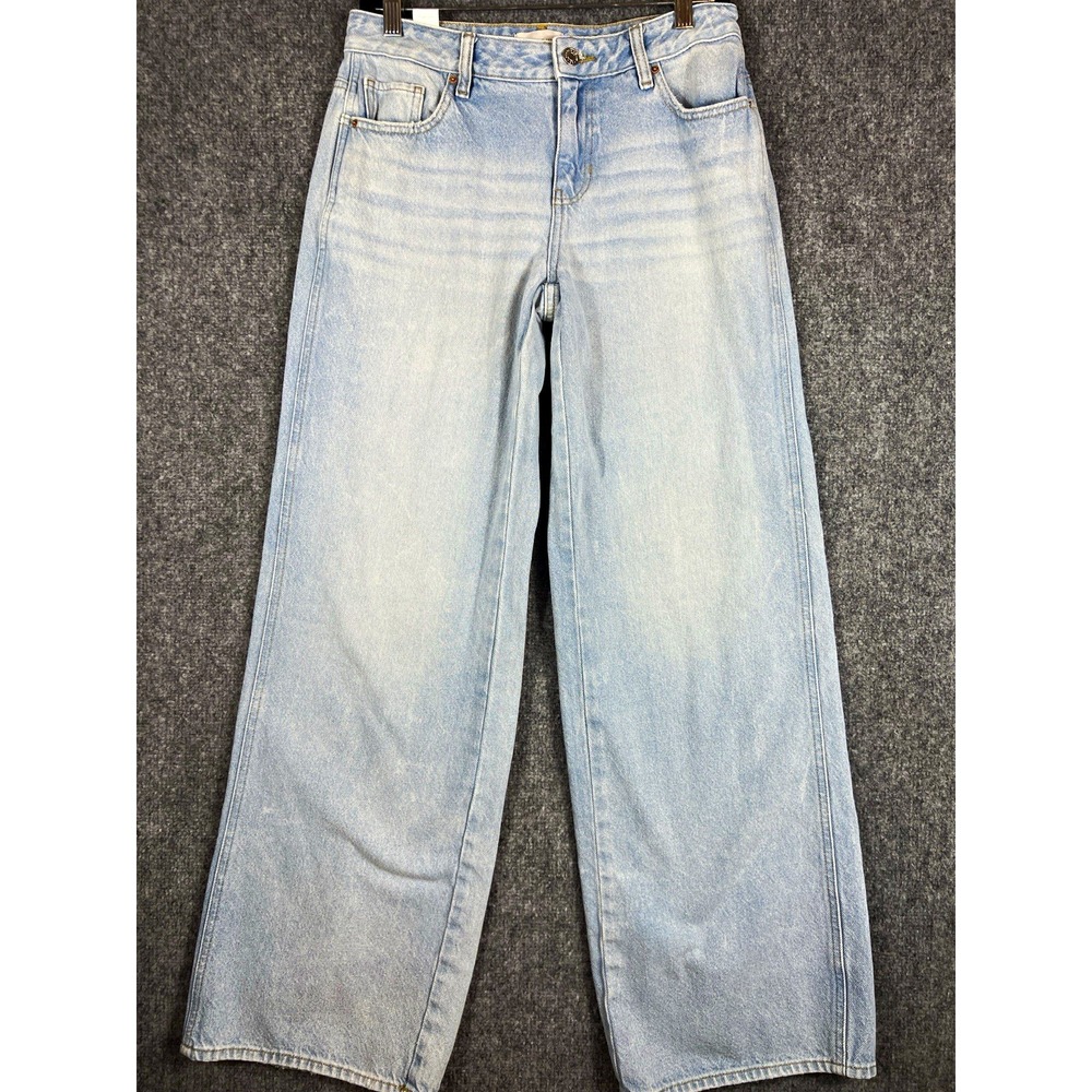 PacSun Women's Low Rise Wide-Leg Baggy Jeans Light Wash Blue Denim 90s